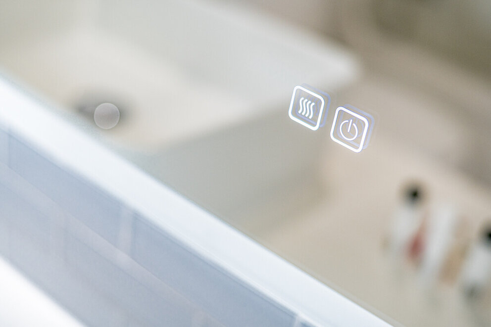 Close up of bathroom mirror