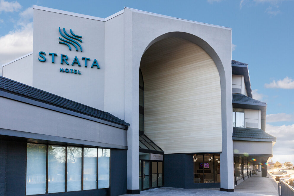 Strata Hotel Exterior and Entrance